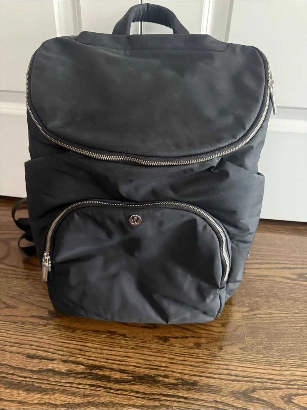 lululemon athletica Black Nylon Backpack with Front Zip Pocket